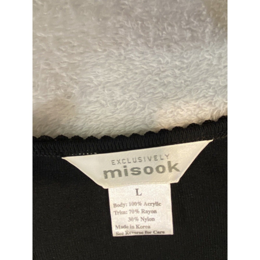 Exclusively Misook Cardigan Sweater Large Black Striped Long Sleeve‎ Buttons - Picture 4 of 12